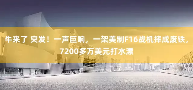 牛来了 突发！一声巨响，一架美制F16战机摔成废铁，7200多万美元打水漂